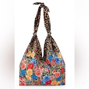 NWT Johnny Was Floral & Cheetah Print Tote Bag